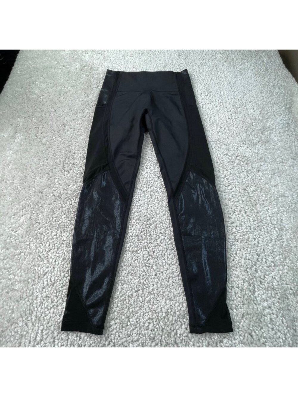 Buff Bunny Mesh Pocket Side Shimmer Panel Legging Black Womens Medium